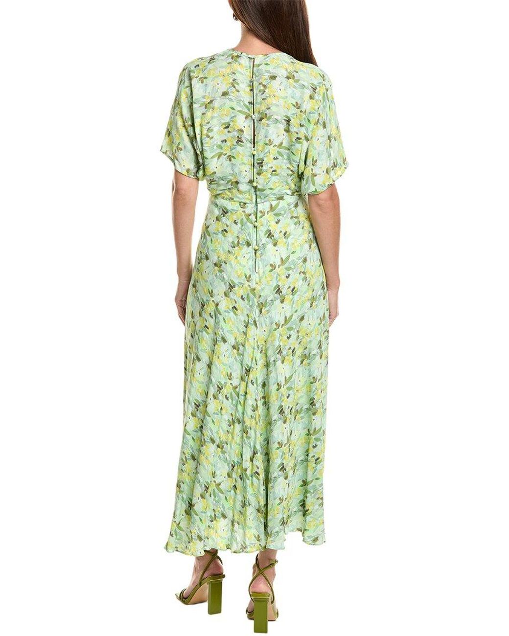 Teri Jon Green Chiffon Ditsy Print Raglan Sleeve Maxi Dress