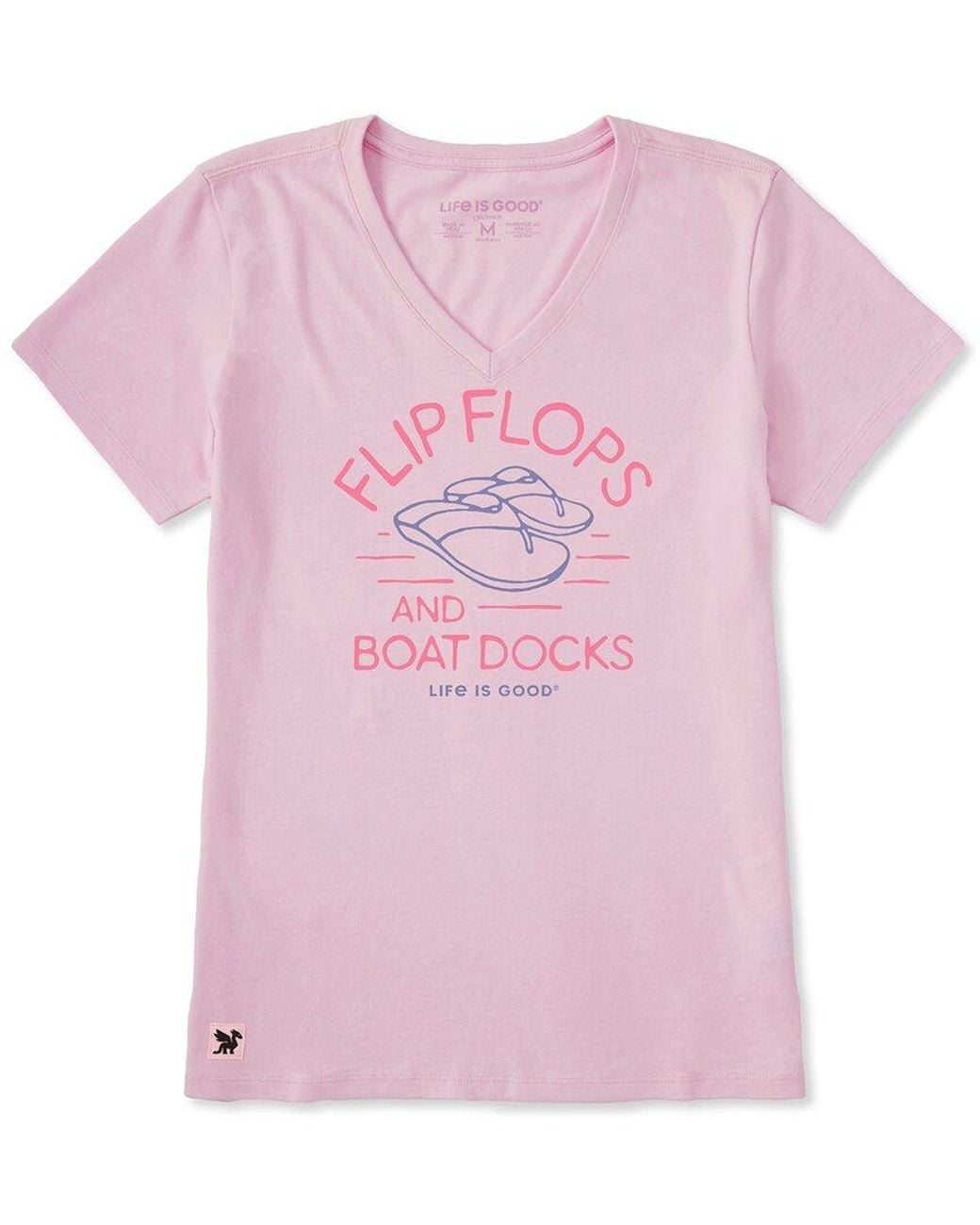 Life Is Good. Pink Crusher V-Neck T-Shirt