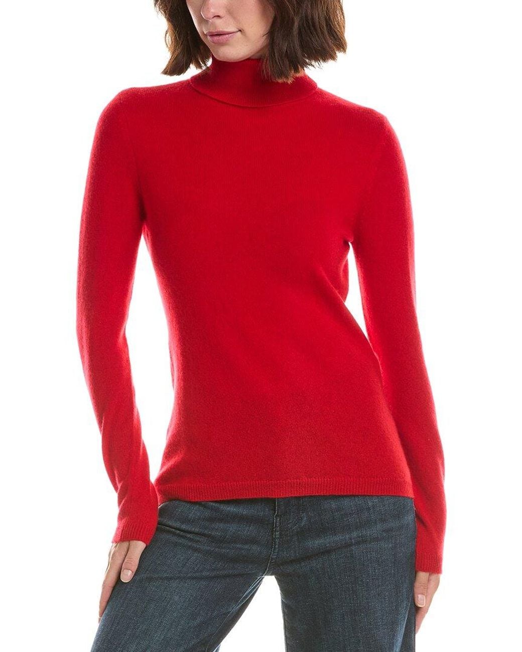 Forte Red Basic Turtleneck 100% Cashmere Pullover