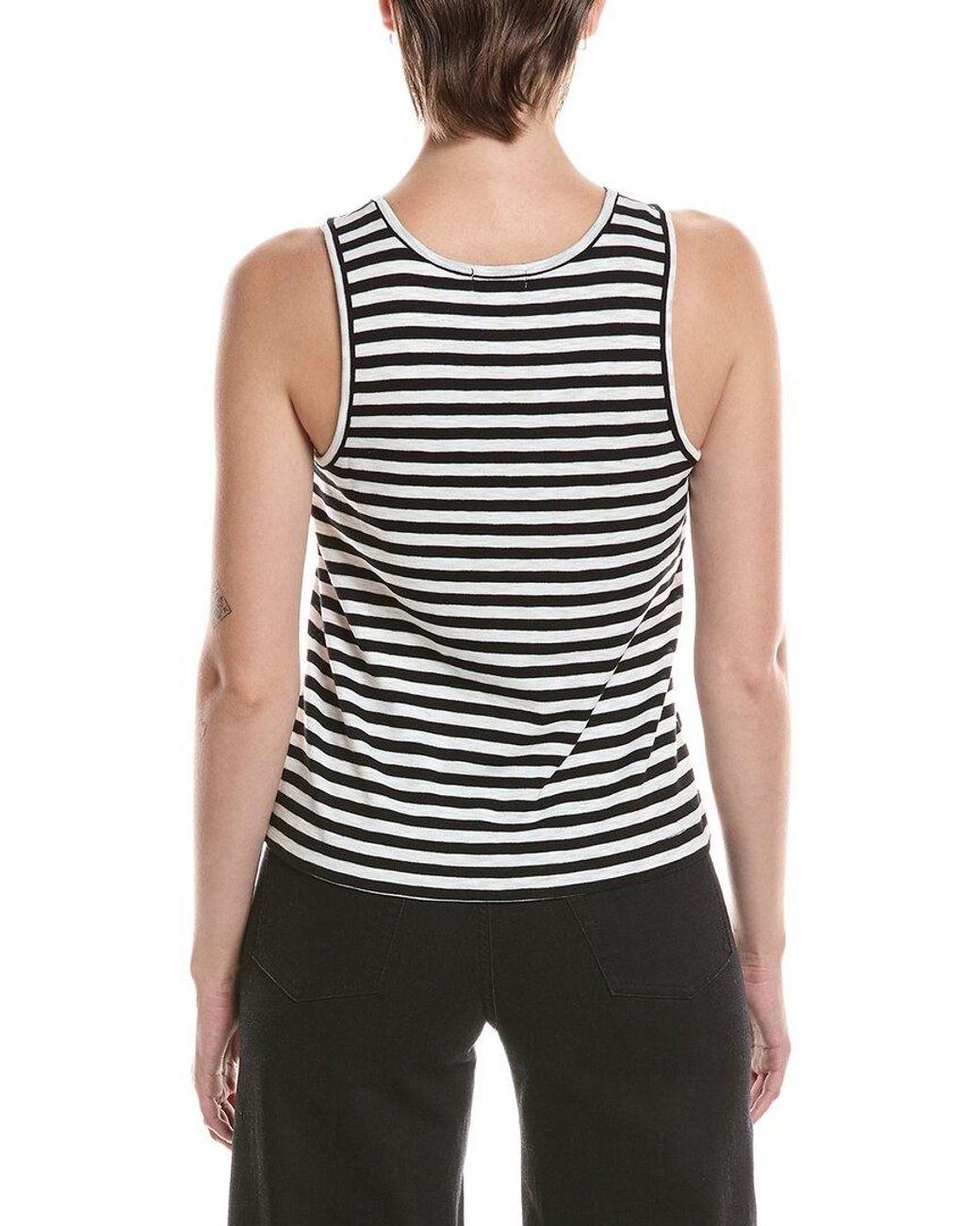 NIC+ZOE Black Stripe Cape Rib Tank