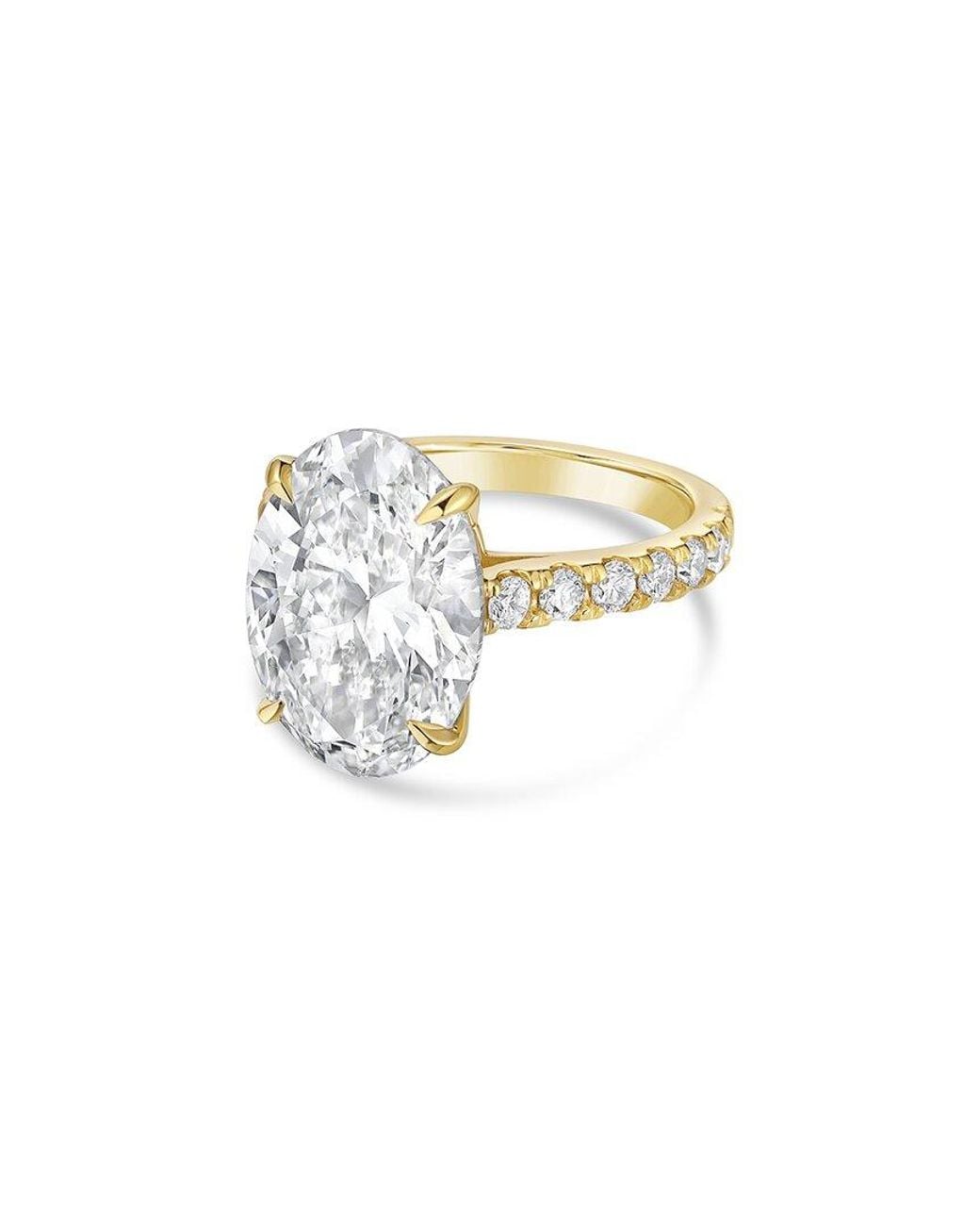 Diana M White Diana M. 18K 11.00 Ct. Tw. Lab-Grown Diamond Pavé Solitaire Ring