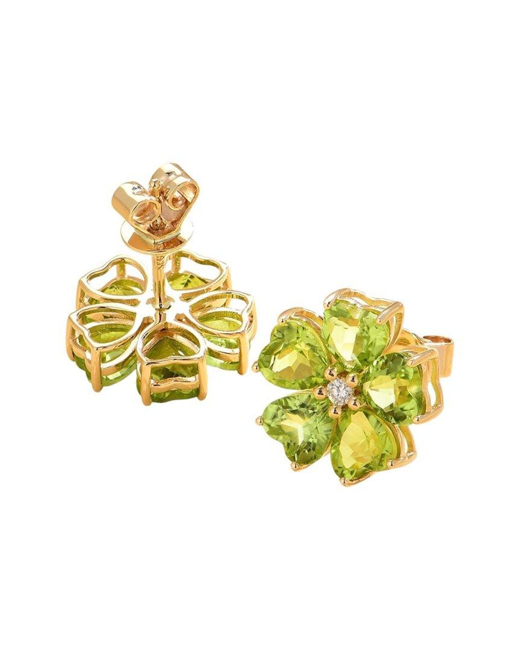 Nina Zhou Jewelry Green 14K 5.84 Ct. Tw. Diamond & Peridot Stud Earrings