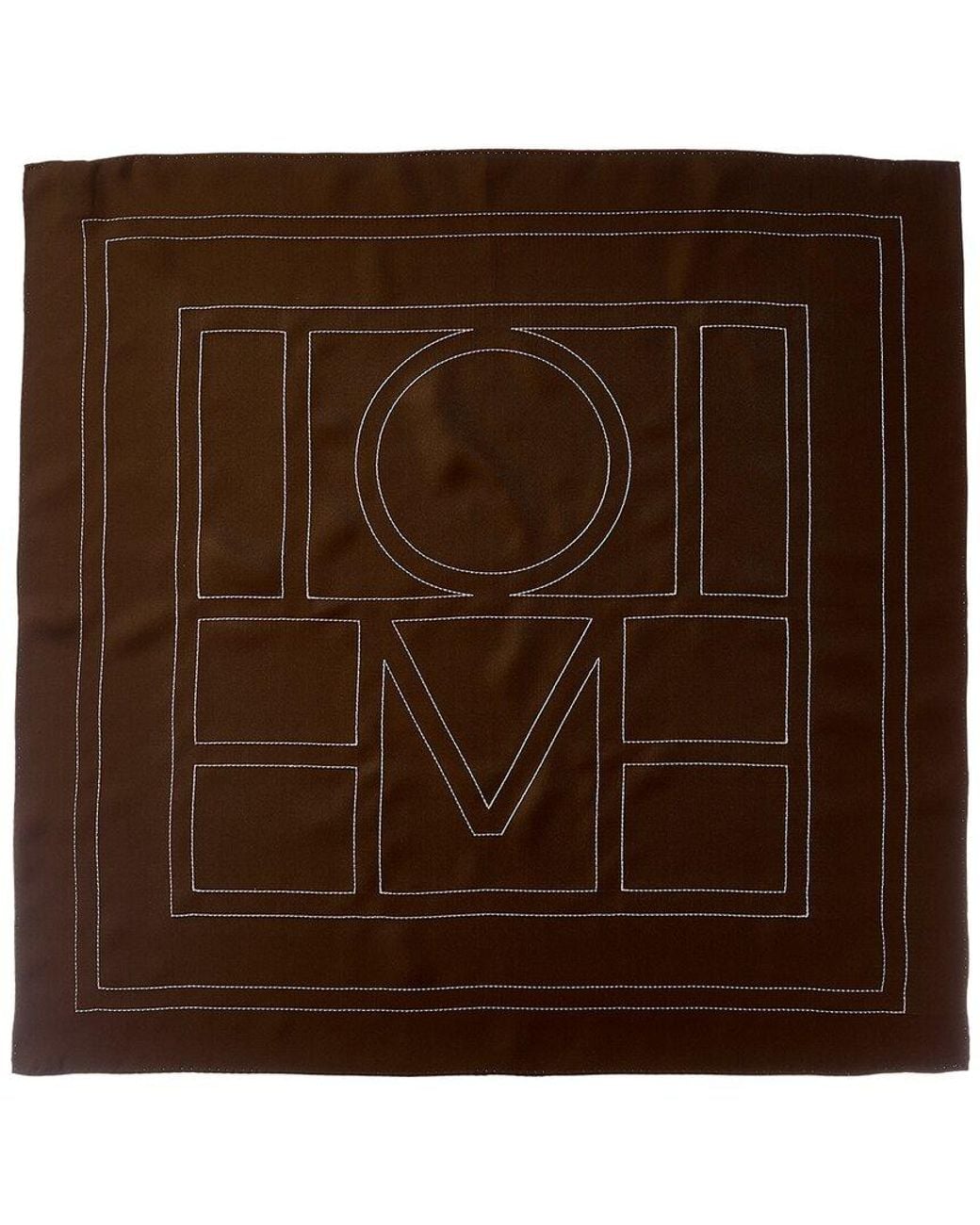 Totême Brown Embroidered Monogram Silk Scarf