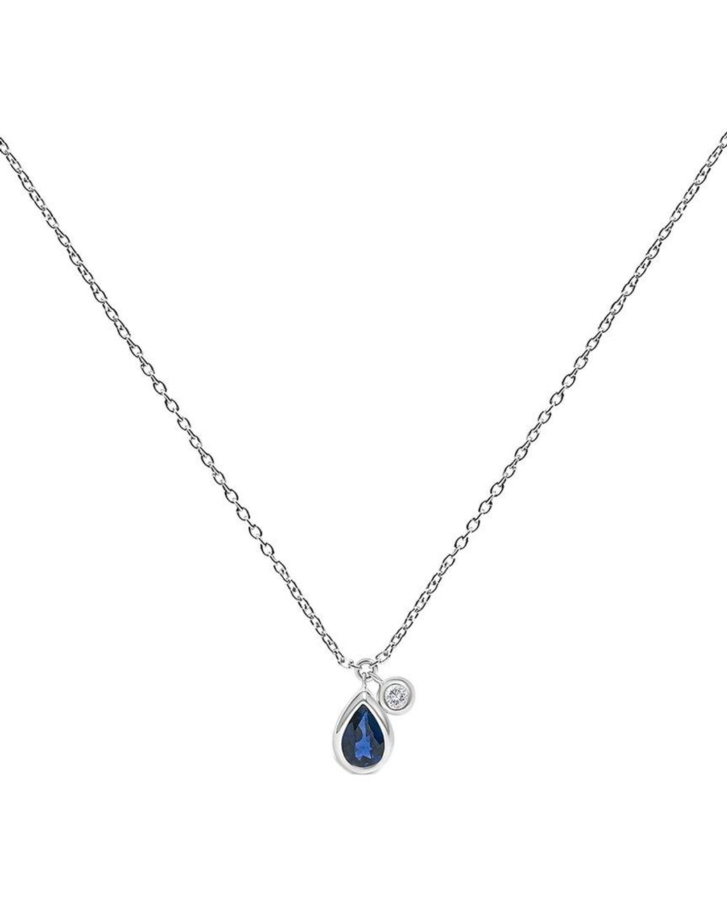 Haus of Brilliance Blue Colorful Gemstones 14K 0.60 Ct. Tw. Diamond & Sapphire Solitaire Necklace
