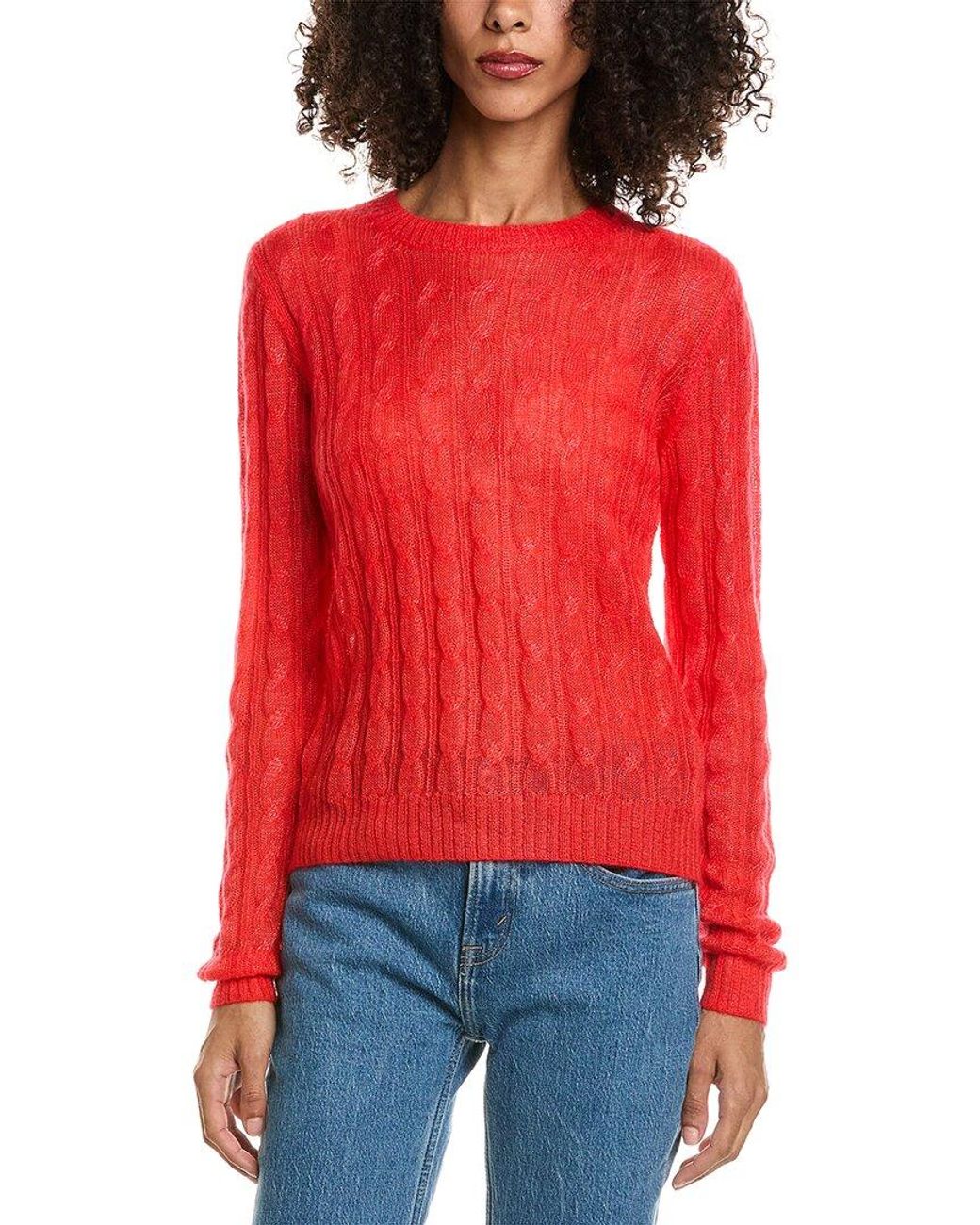 Prada Red Cable Knit Mohair-Blend Sweater