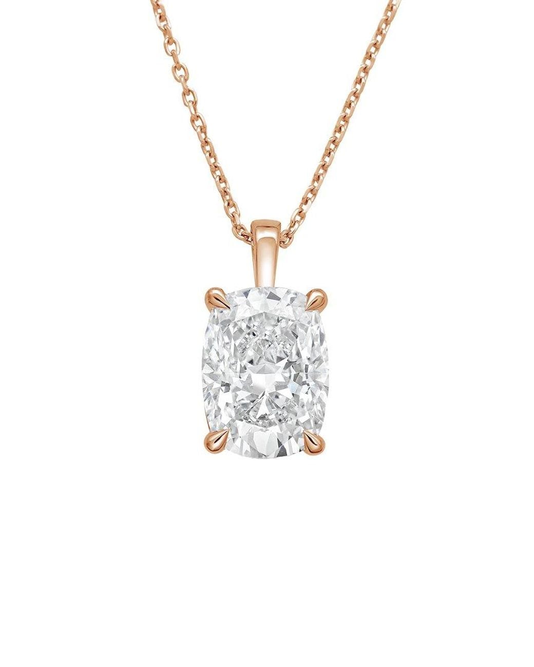 Diana M White Diana M. 14K Rose 12.00 Ct. Tw. Lab-Grown Diamond Solitaire Pendant
