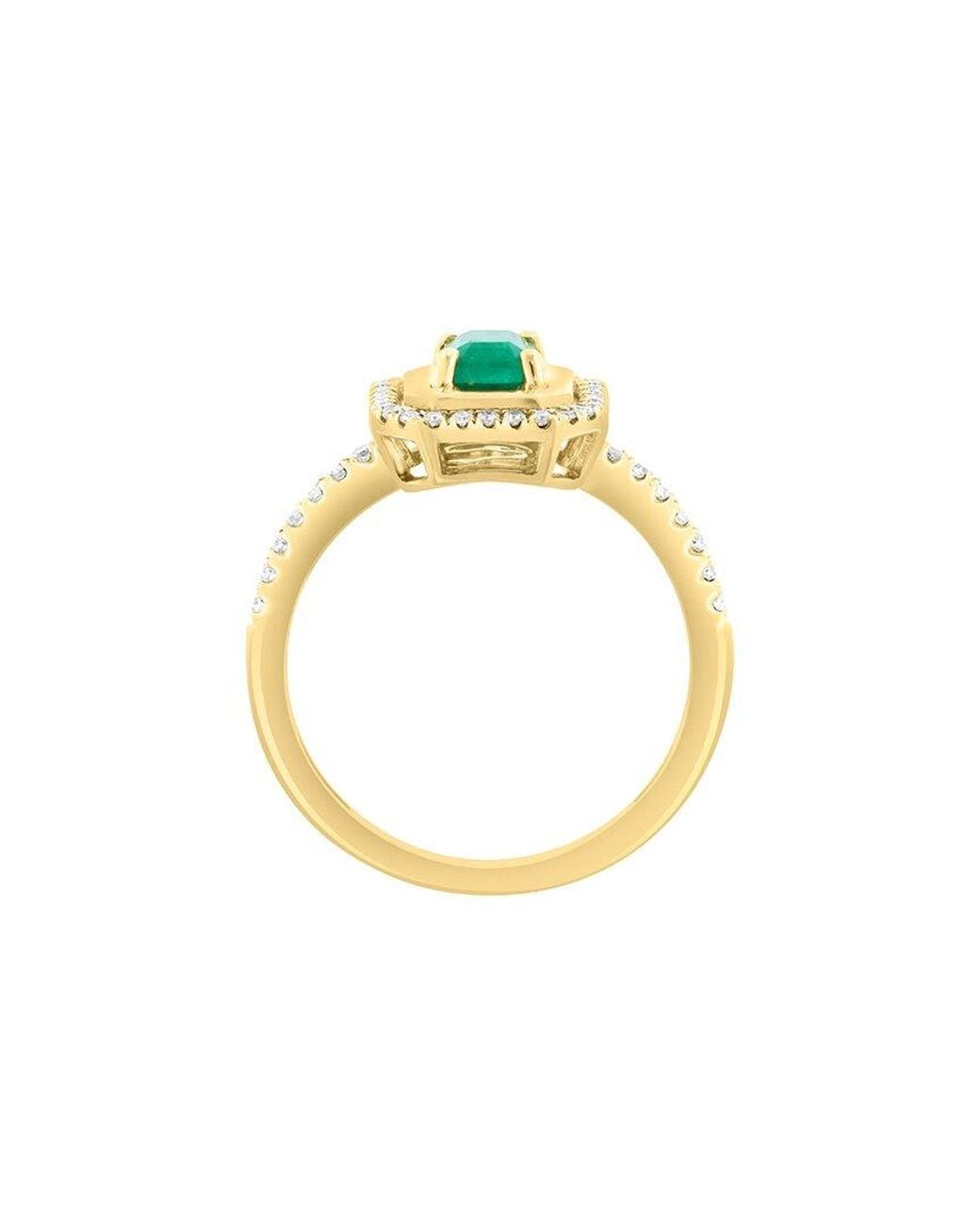 Effy Fine Jewelry White 14K 0.74 Ct. Tw. Diamond & Emerald Ring