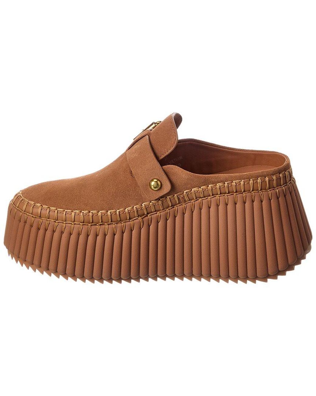 Chloé Brown Nama Suede Wedge Mule