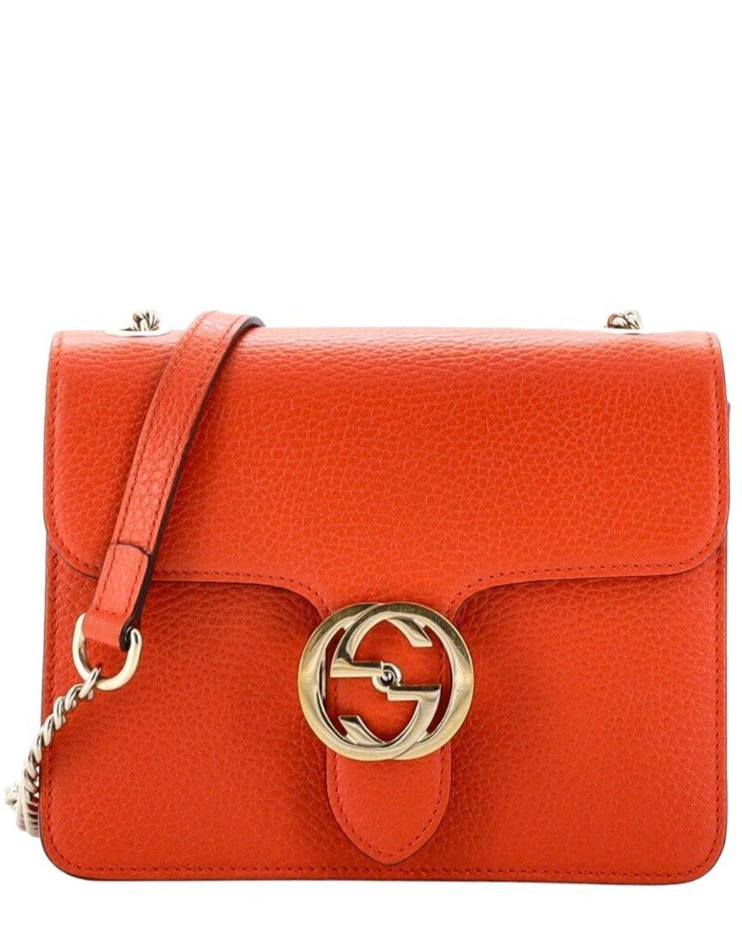 Gucci Red Leather Interlocking Shoulder Bag Small (Authentic Pre-Loved)