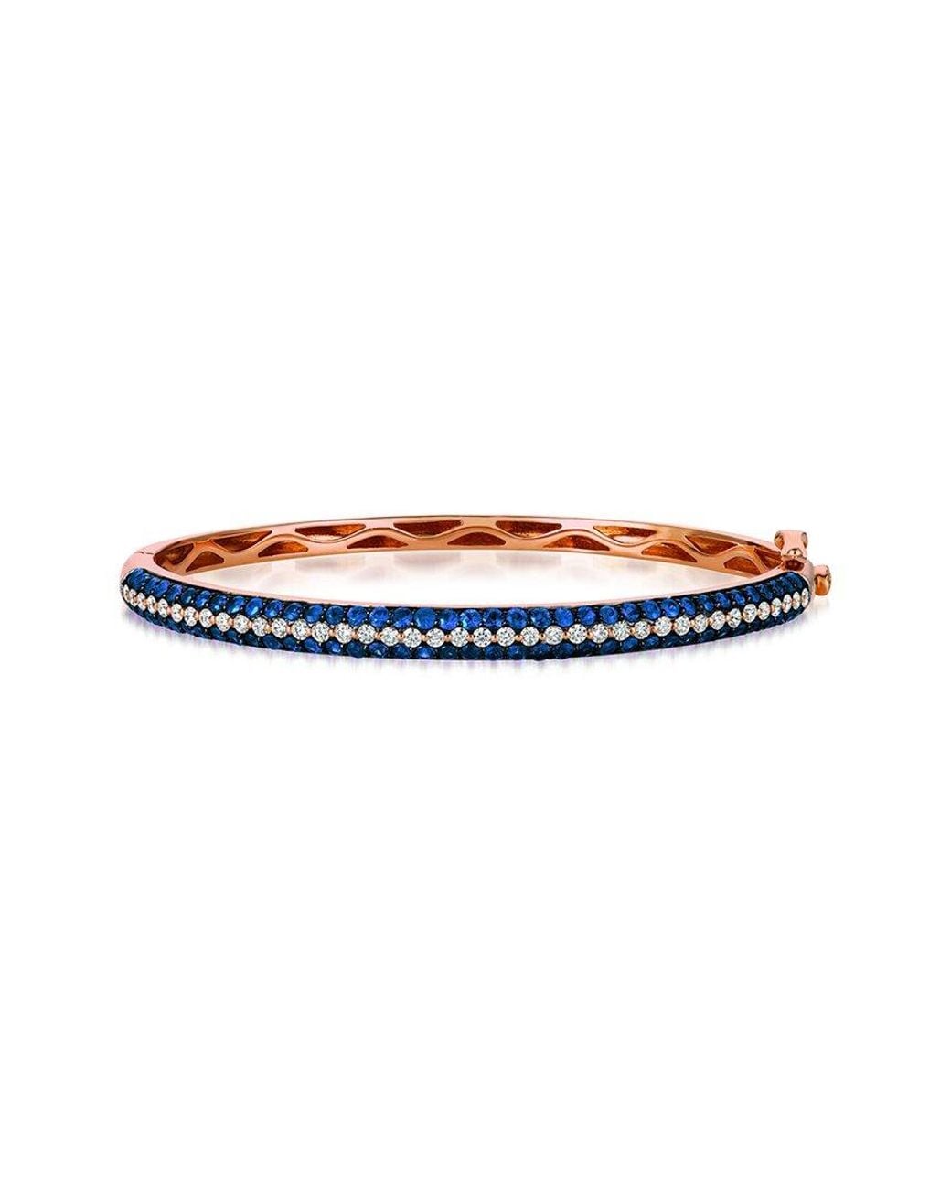 Le Vian White Le Vian 14k Rose Gold 3.36 Ct. Tw. Diamond & Sapphire Bangle Bracelet