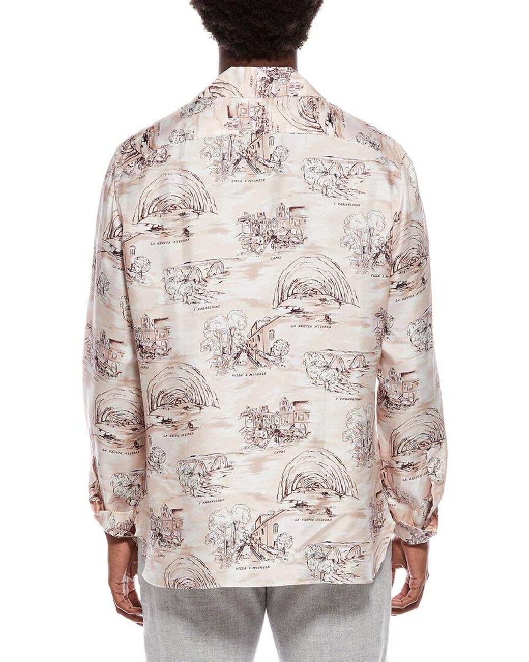 Isaia White Silk Sport Shirt for men