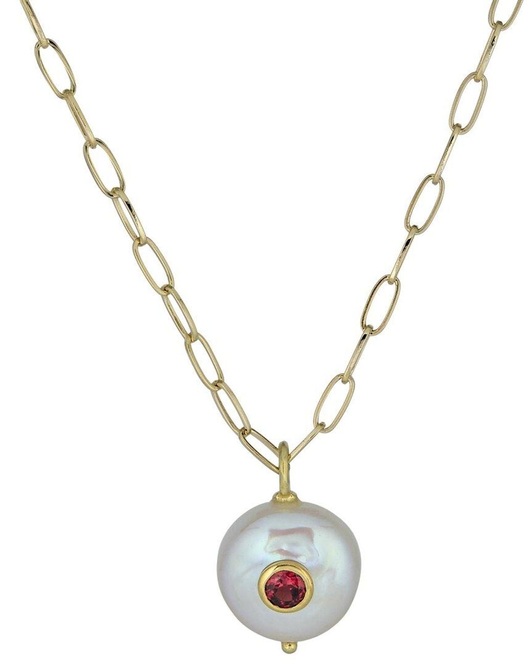 Rachel Reinhardt Jewelry Metallic 14K Plated Garnet 15Mm Necklace
