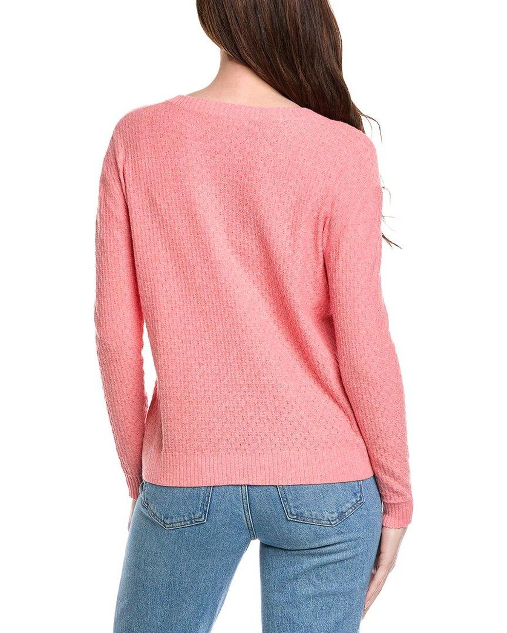 Hannah Rose Red Savannah Texture Linen-Blend Sweater