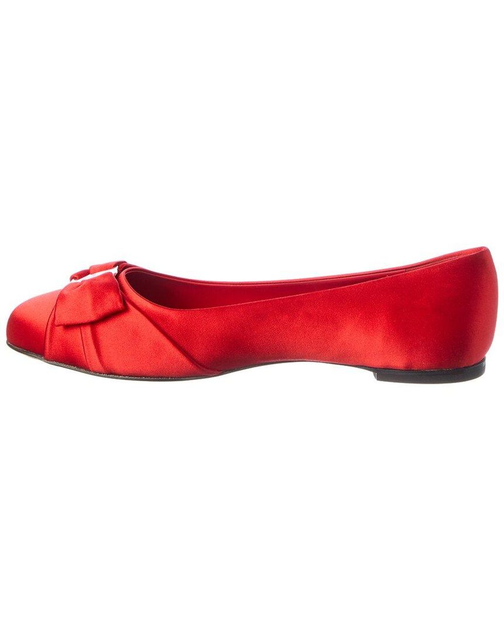 Ferragamo Red Varina Satin Ballerina Flat
