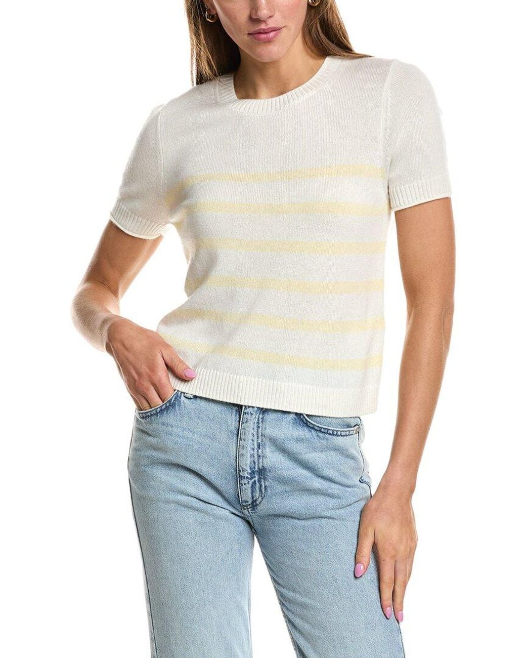 Splendid Blue Emerson Stripe Cashmere-Blend Sweater