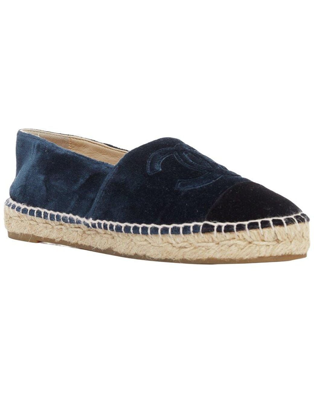 Chanel Blue Velvet Espadrille (Authentic Pre-Loved)