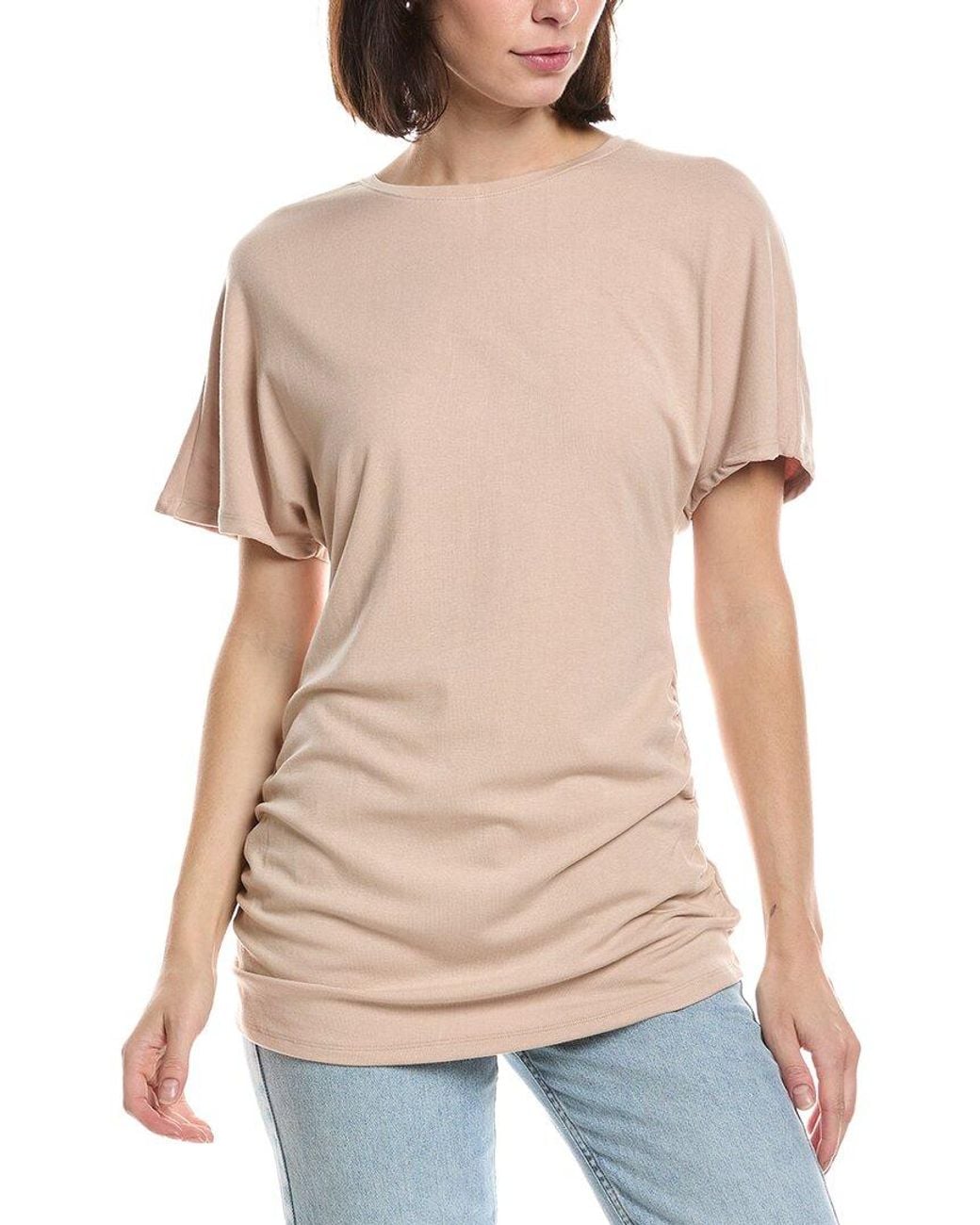 HL Affair Natural Shirred Side T-Shirt