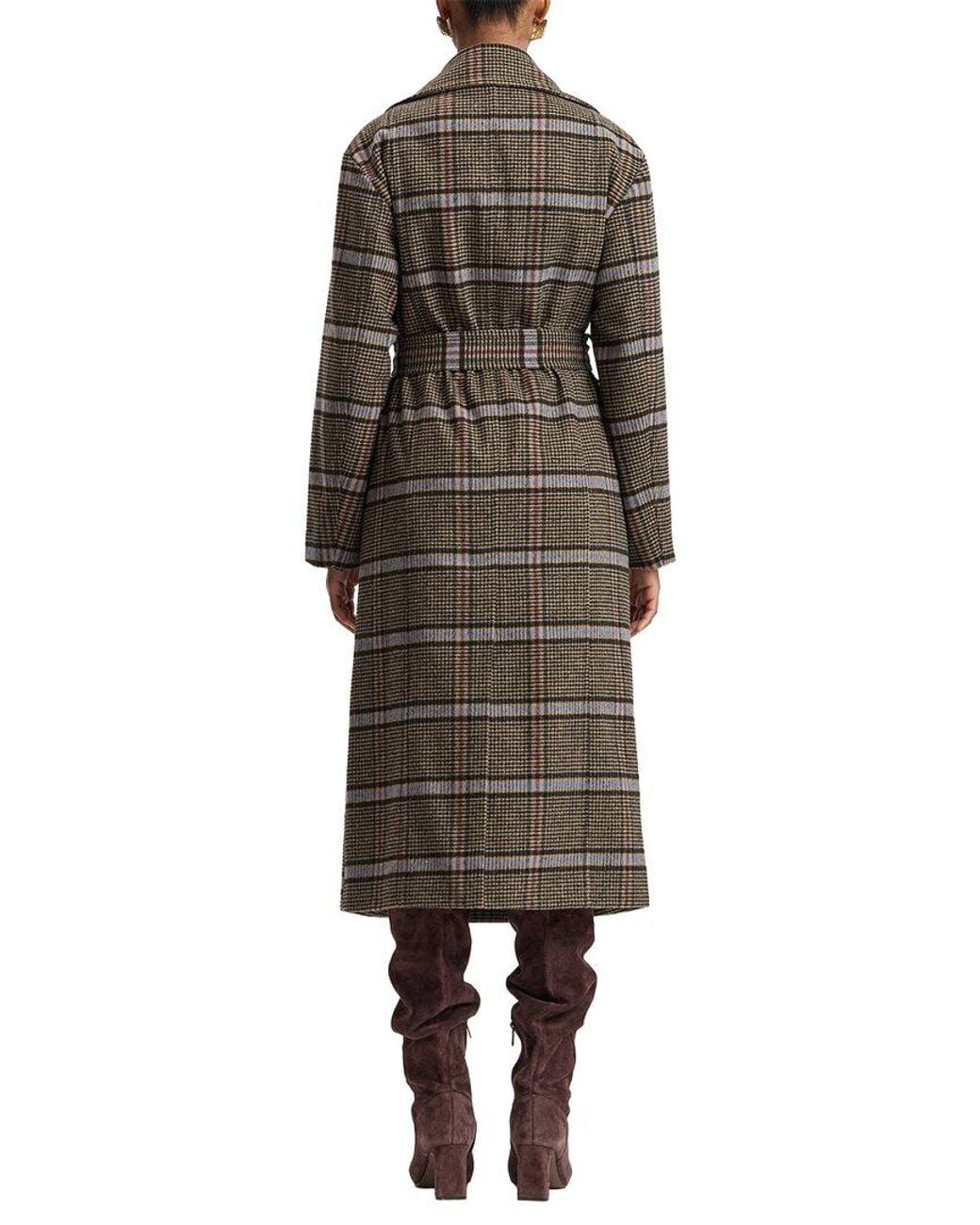 Avec Les Filles Multicolor Funnel Neck Relaxed Wool-Blend Coat