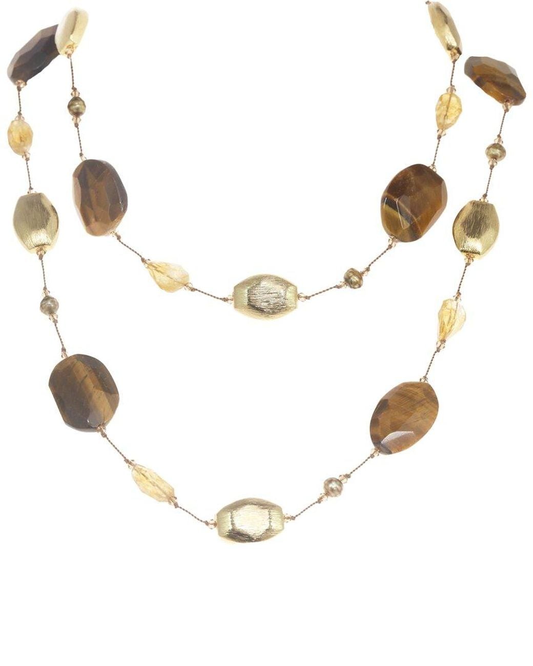 Margo Morrison Metallic Vermeil Gemstone & Pearl Necklace