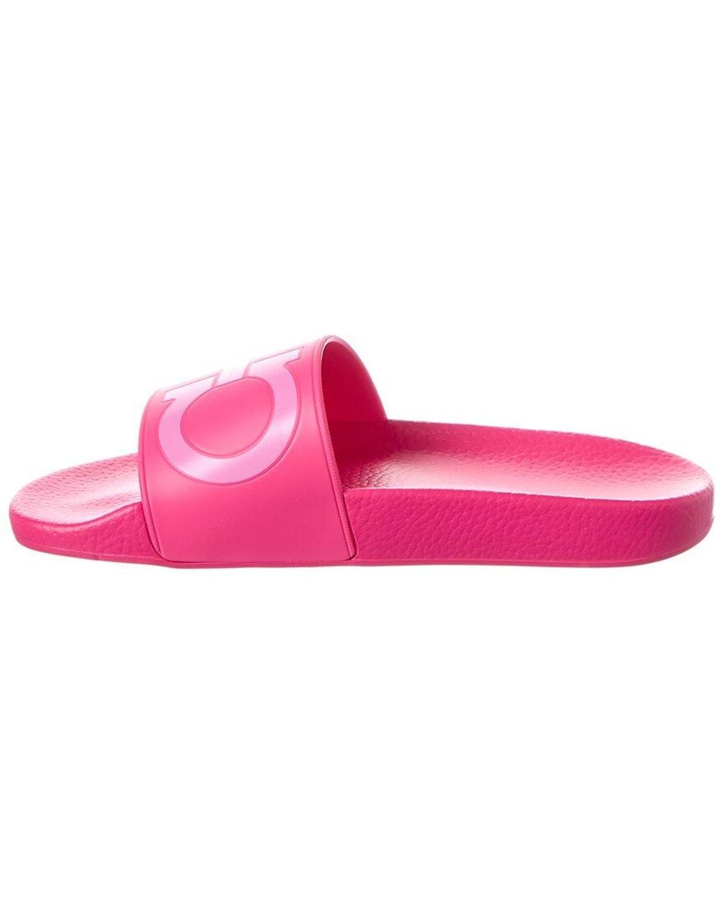 Ferragamo Pink Gancini Rubber Slide