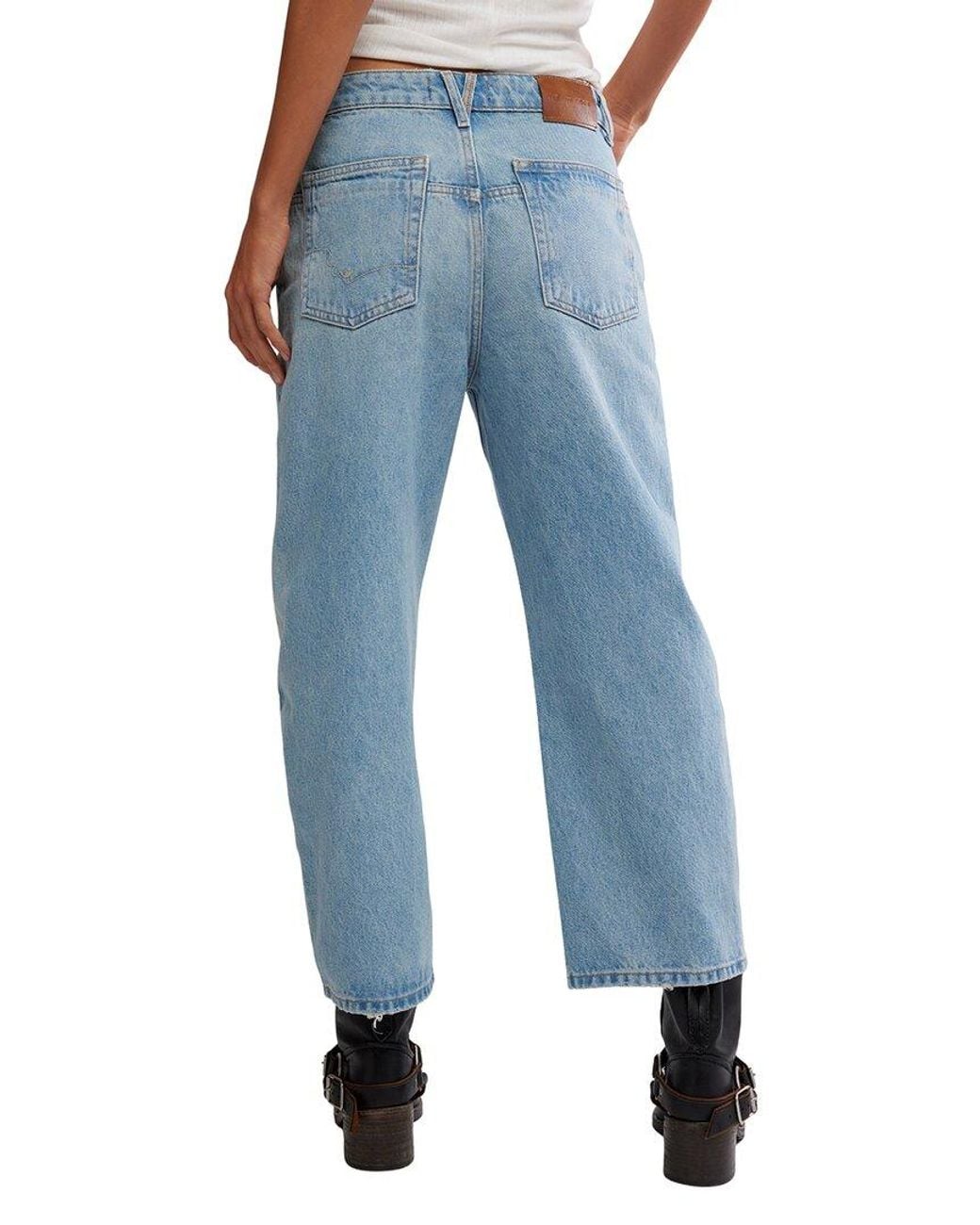 Free People Blue Deep Trance Dropped Boyfriend Jean