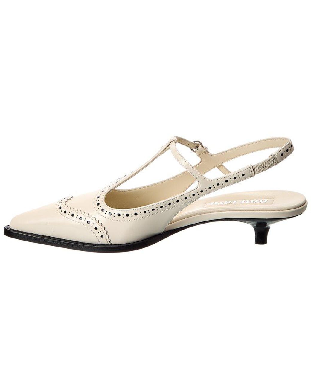Miu Miu White Leather Slingback Pump