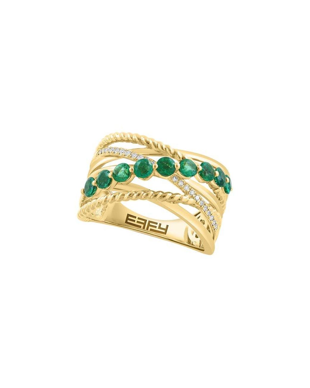 Effy Fine Jewelry Metallic 14K 0.91 Ct. Tw. Diamond & Emerald Ring