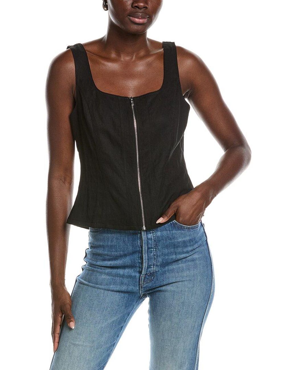 DKNY Black Zip Vest Top