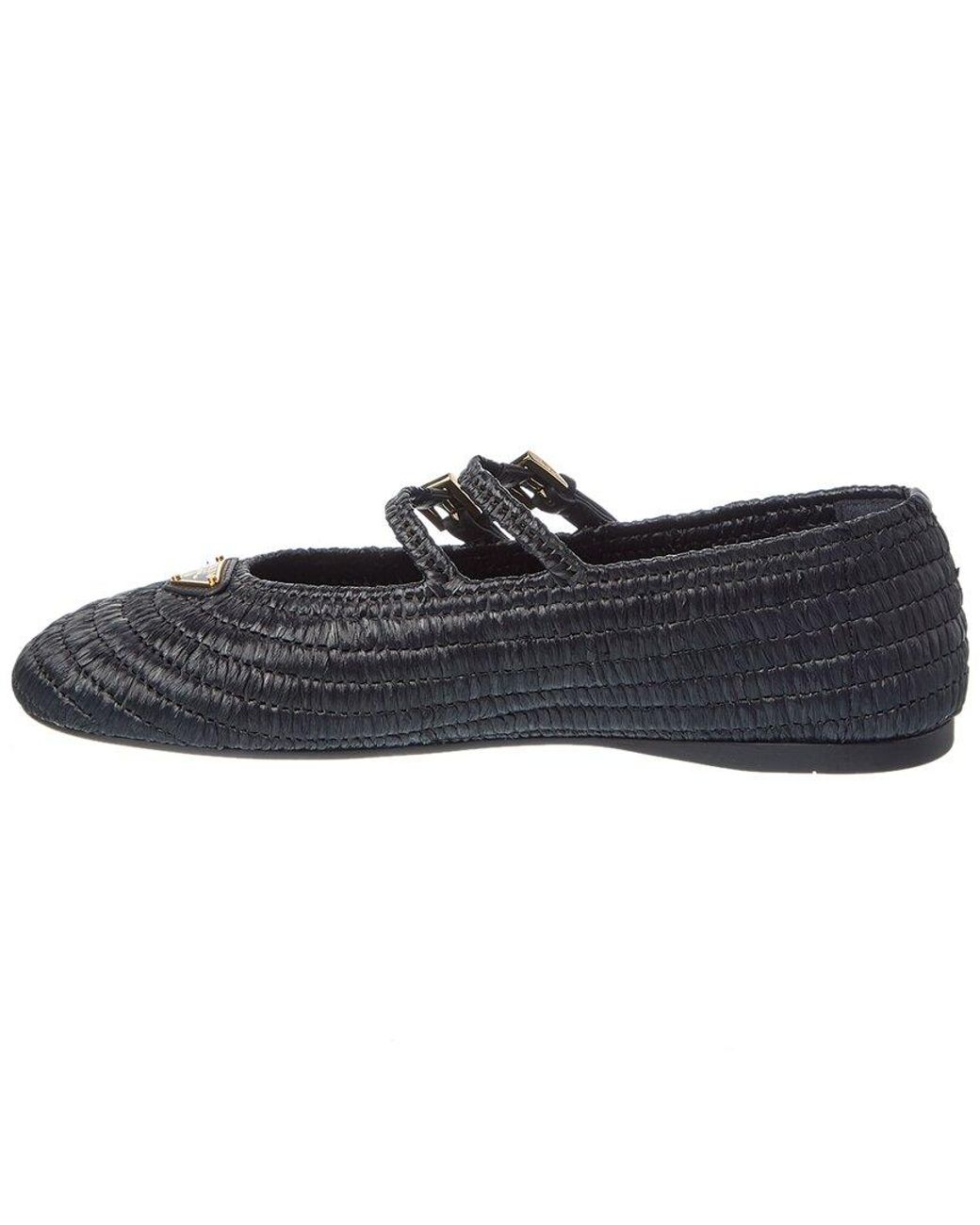 Prada Black Logo Crochet Ballerina Flat