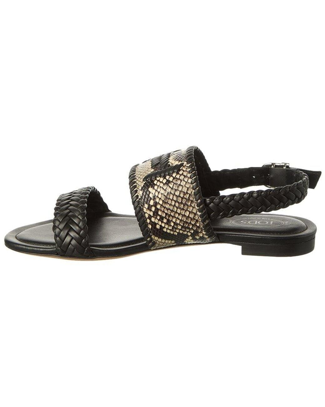 Tod's Black Leather Sandal