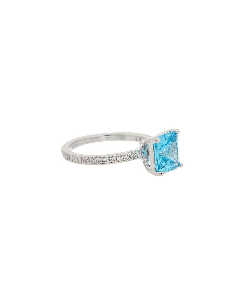 Juvell Blue 18K Plated Topaz Cz Ring