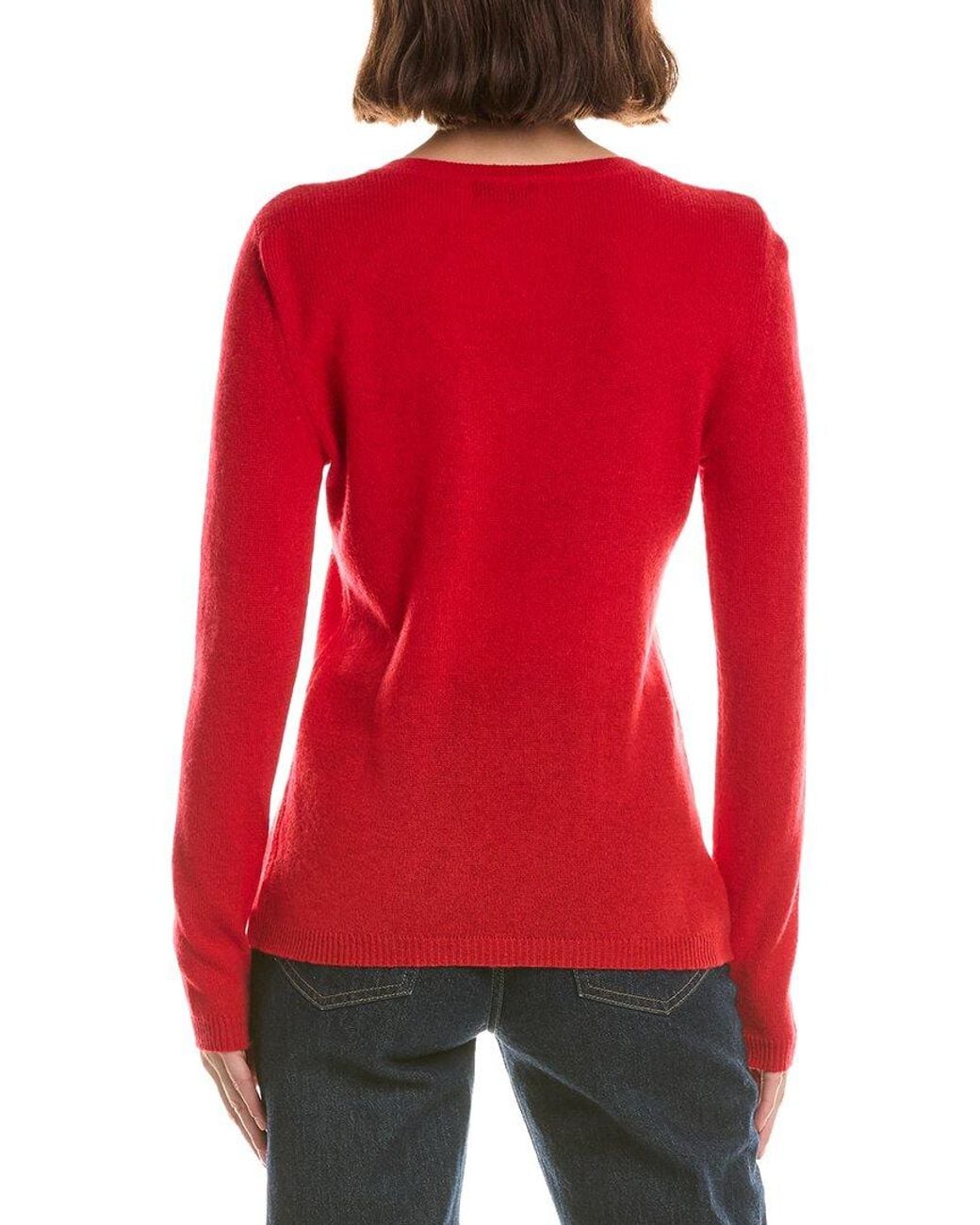 Forte Red Basic V-Neck 100% Cashmere Pullover