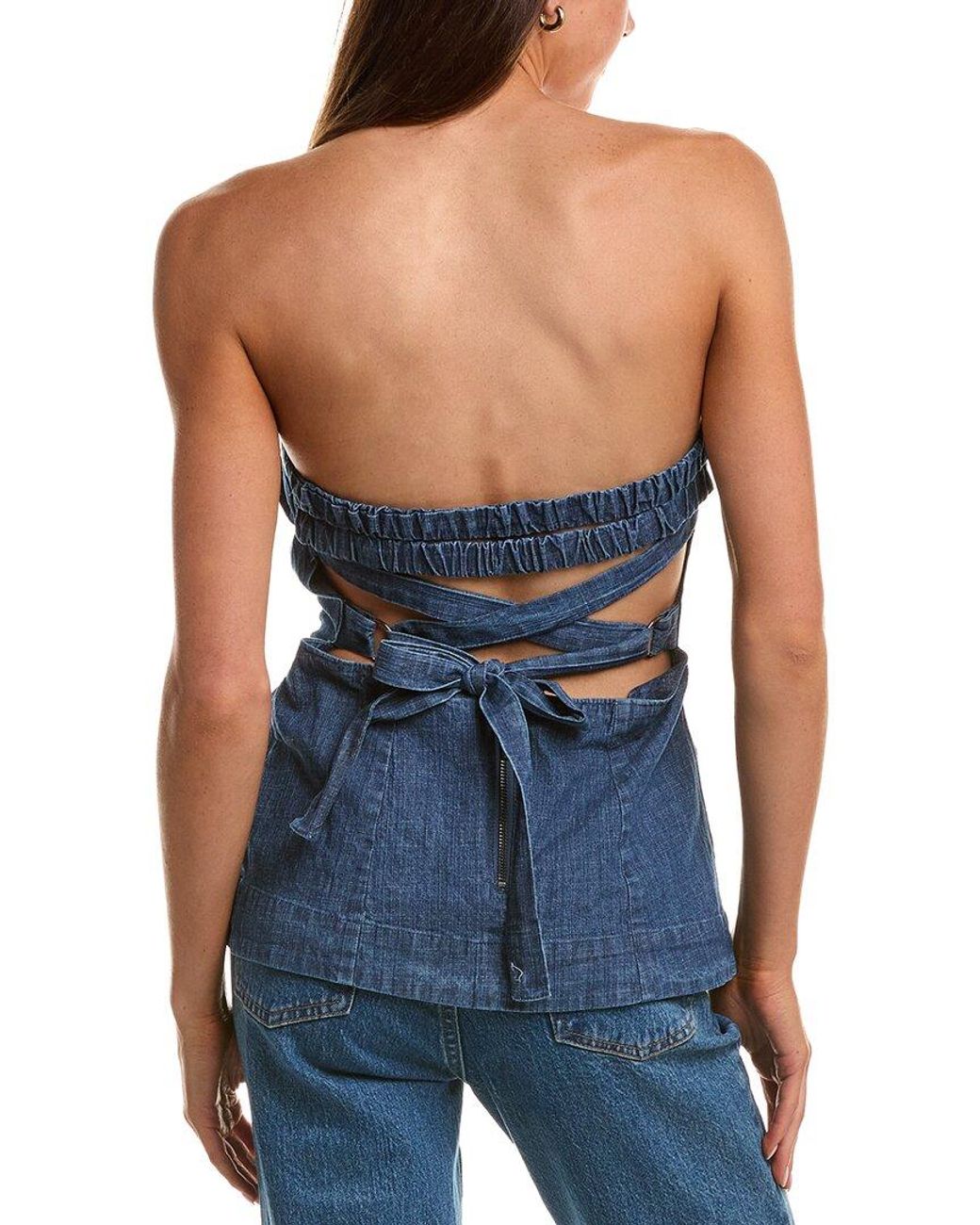 Free People Blue Lora Denim Tube Top