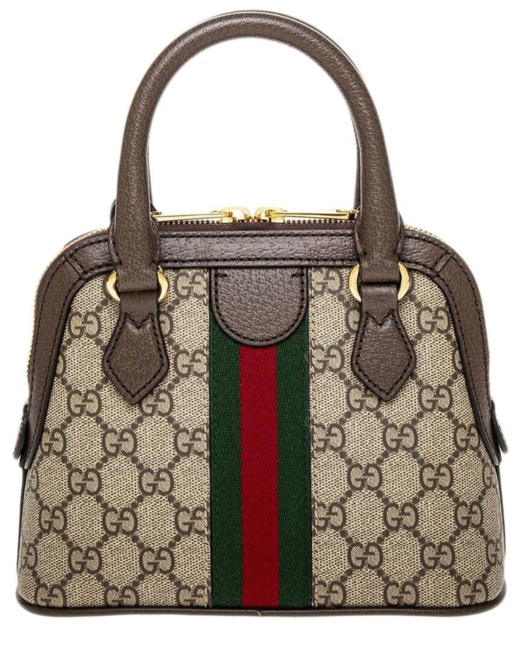 Gucci Black Ophidia Mini Gg Supreme Canvas & Leather Top Handle Bag