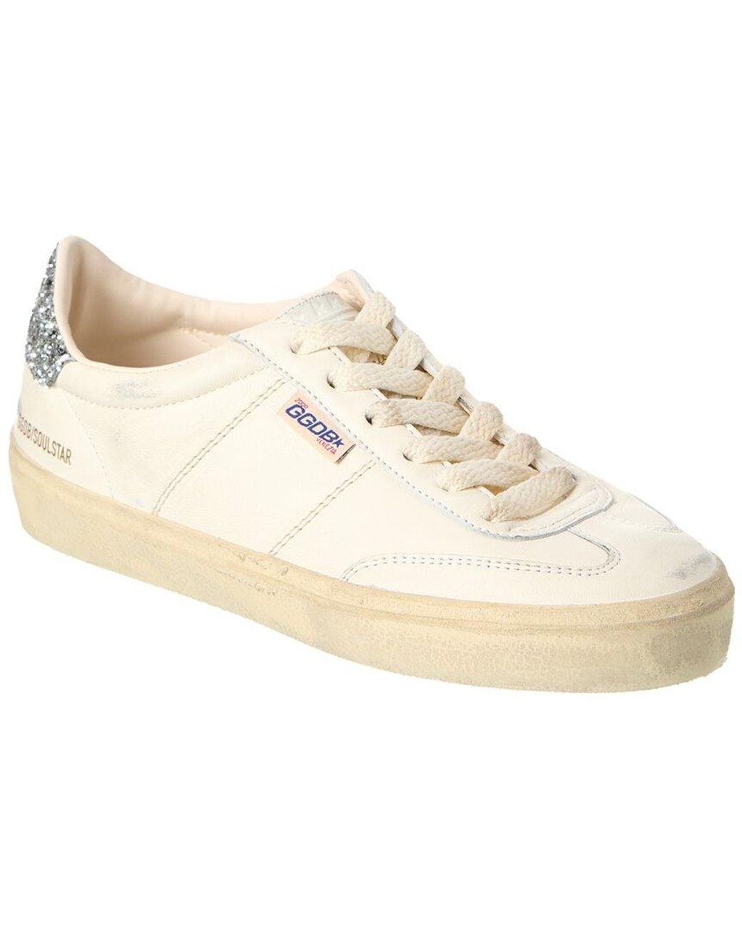 Golden Goose Deluxe Brand White Soul-star Leather & Glitter Sneaker