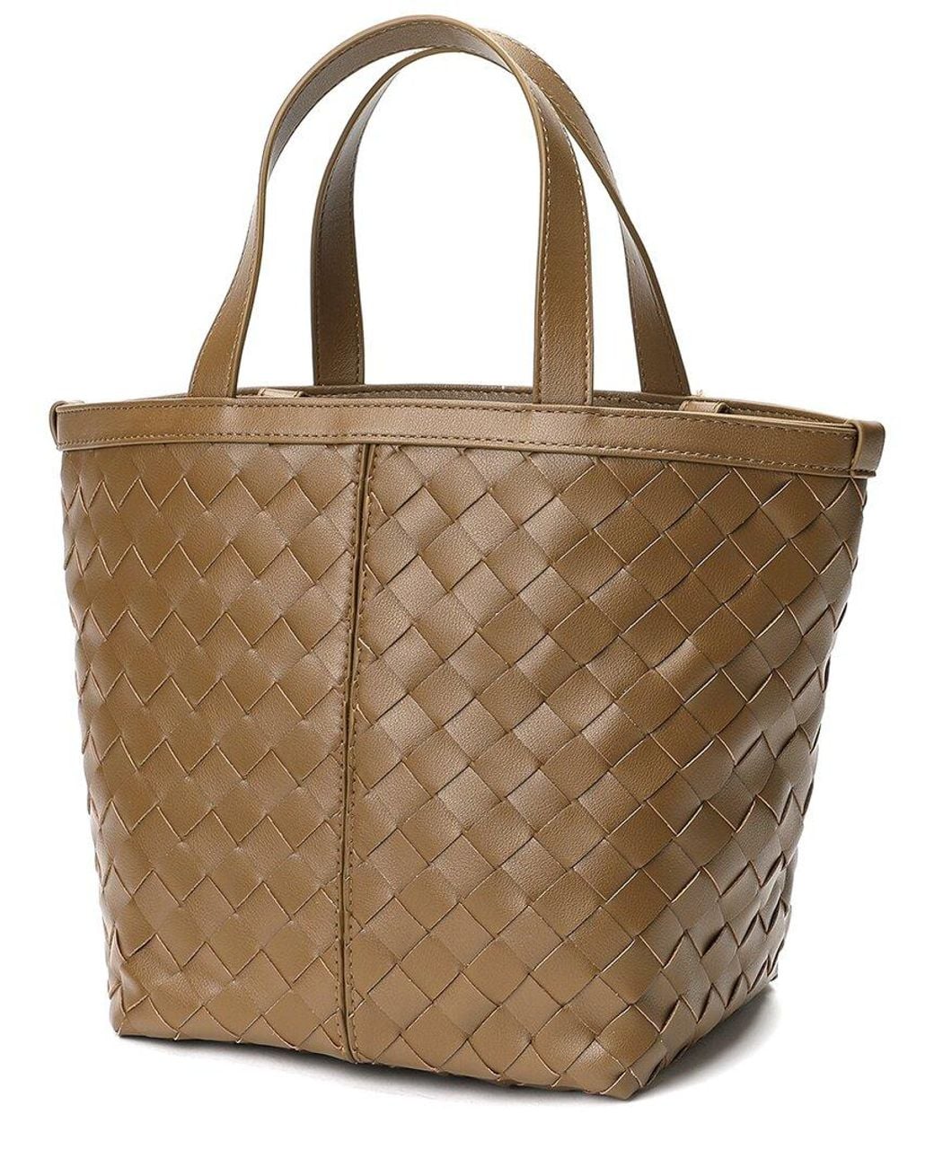 Tiffany & Fred Paris Brown Woven Leather Top Handle Shoulder Bag