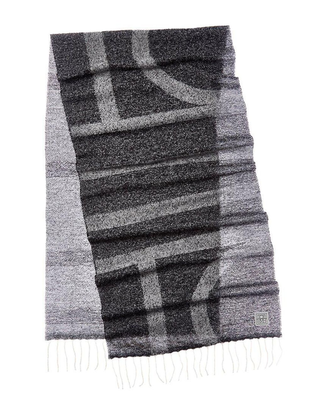 Totême Black Monogram Jacquard Alpaca Scarf
