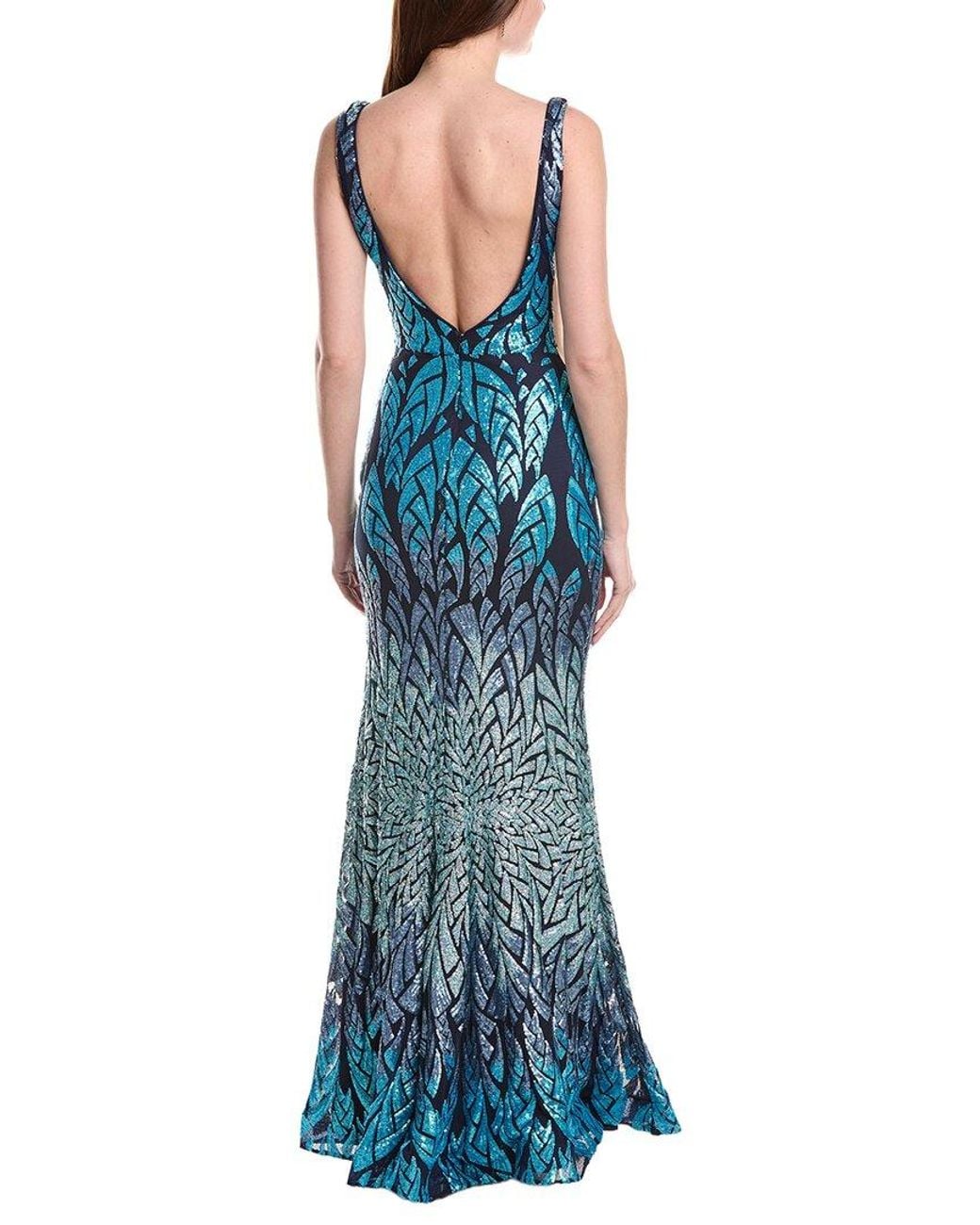 Jovani Blue V-Neck Prom Dress