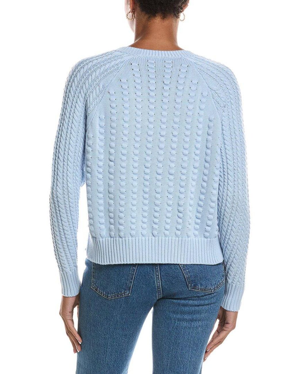 Autumn Cashmere Blue Popcorn Raglan Crewneck Sweater