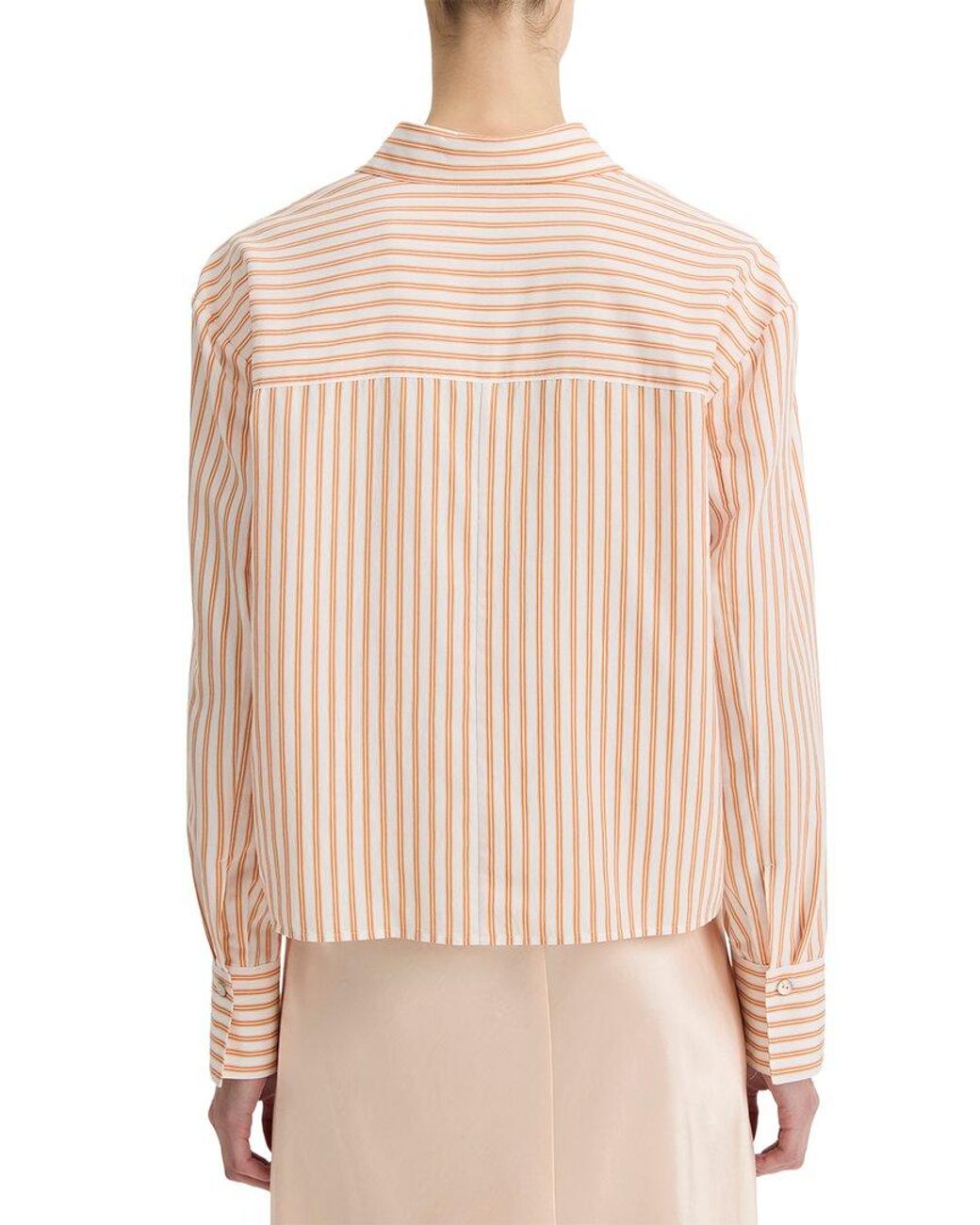 Vince Natural Till Stripe Cropped Button Shirt