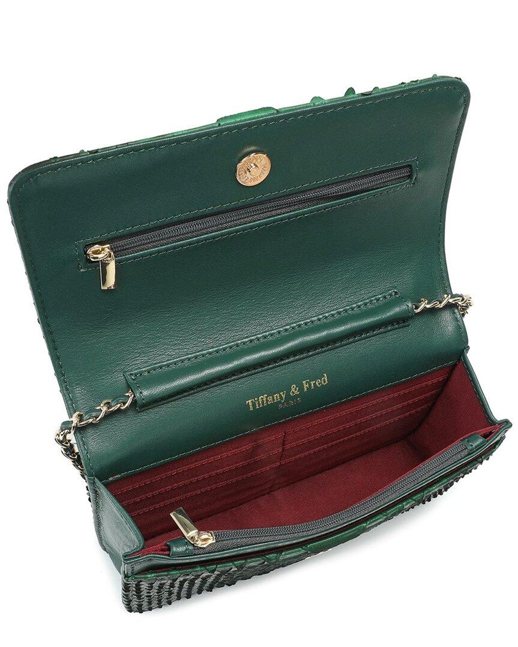 Tiffany & Fred Paris Green Python-Embossed Leather Crossbody