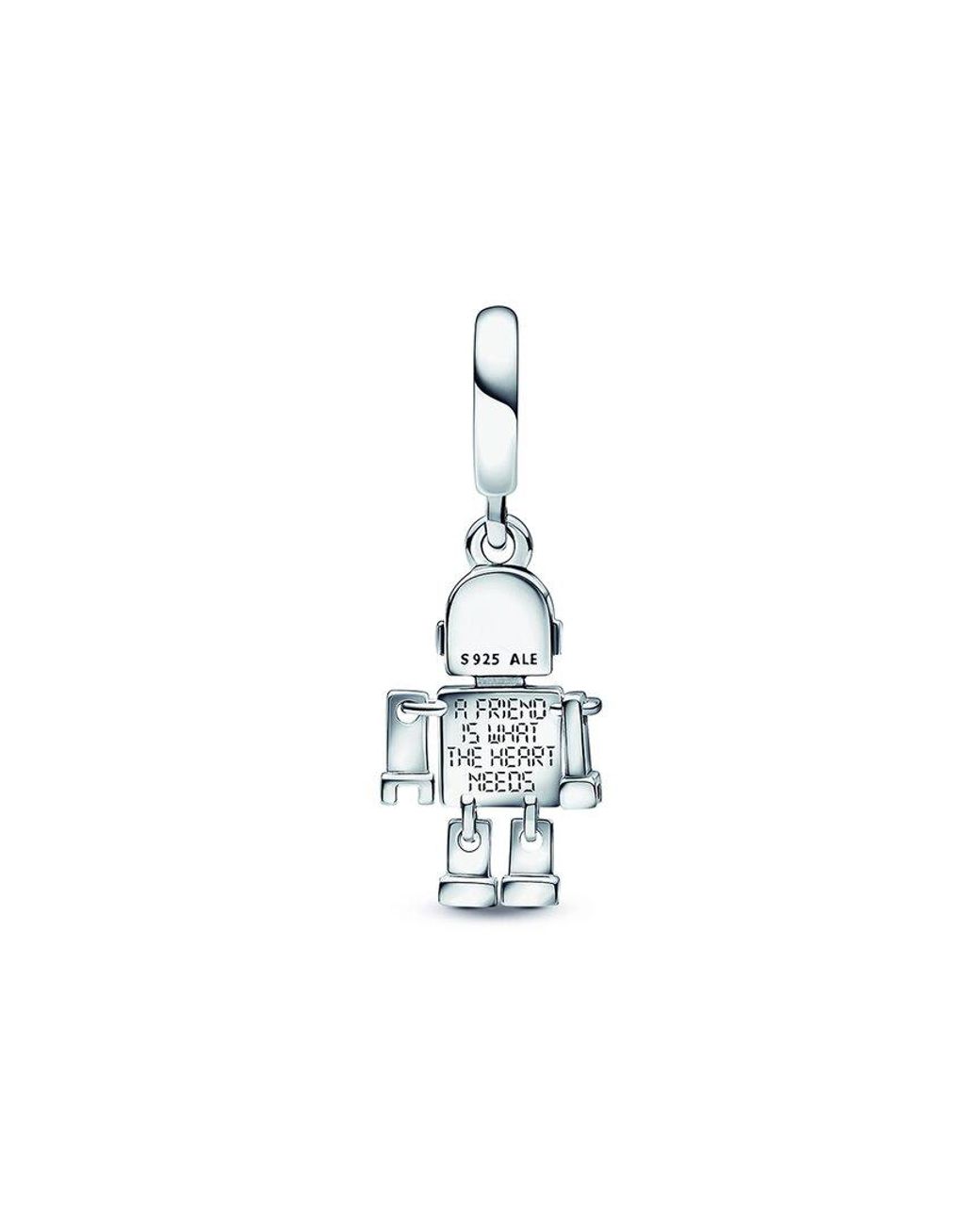 Constricted Spaceship Clan PANDORA Moments Silver Bestie Bot Robot Dangle Charm in White | Lyst