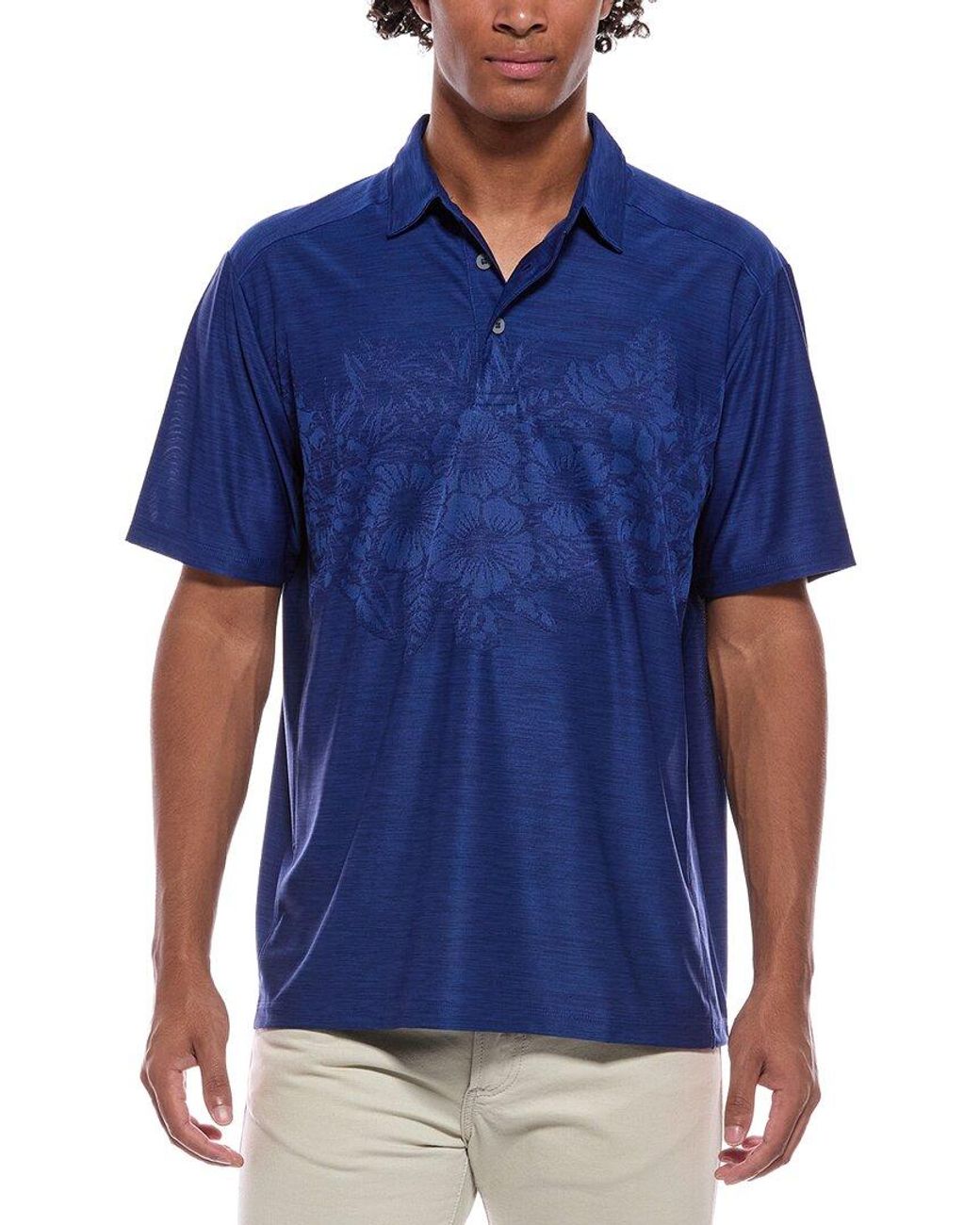 Tommy Bahama Blue Palm Coast Hibiscus Border Polo Shirt for men