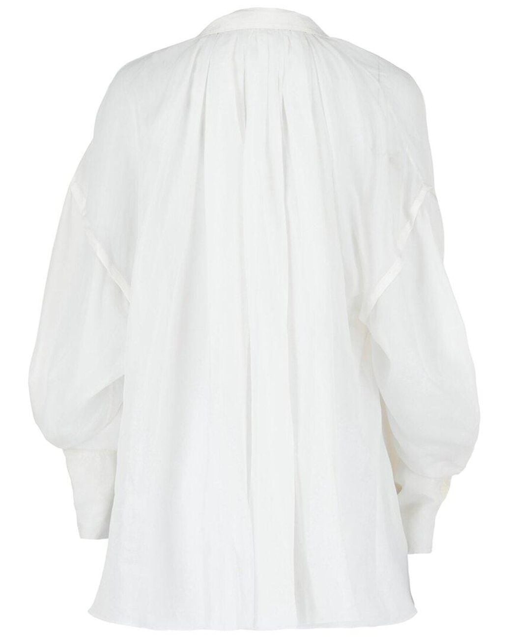 Ferragamo White Silk-Blend Tunic Top