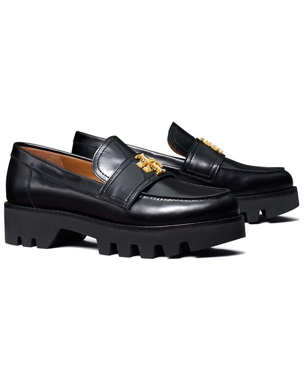 Tory Burch Mini Everly Chunky Loafer Leather Loafer in Black | Lyst