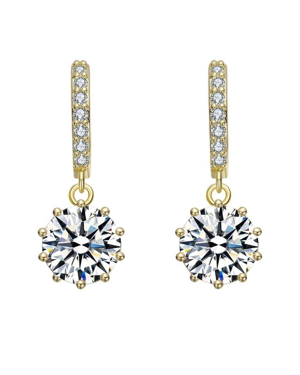 Rachel Glauber Metallic 14K Diamond Cz Dangle Earrings