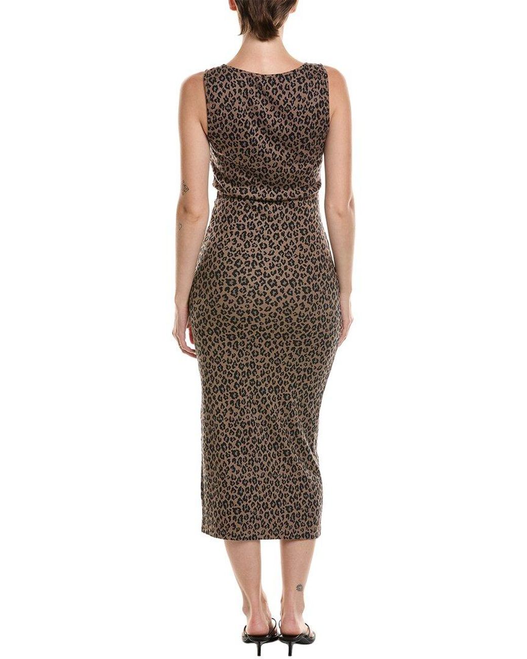 Michael Stars Brown Reign Knife Neck Midi Pleated Dress