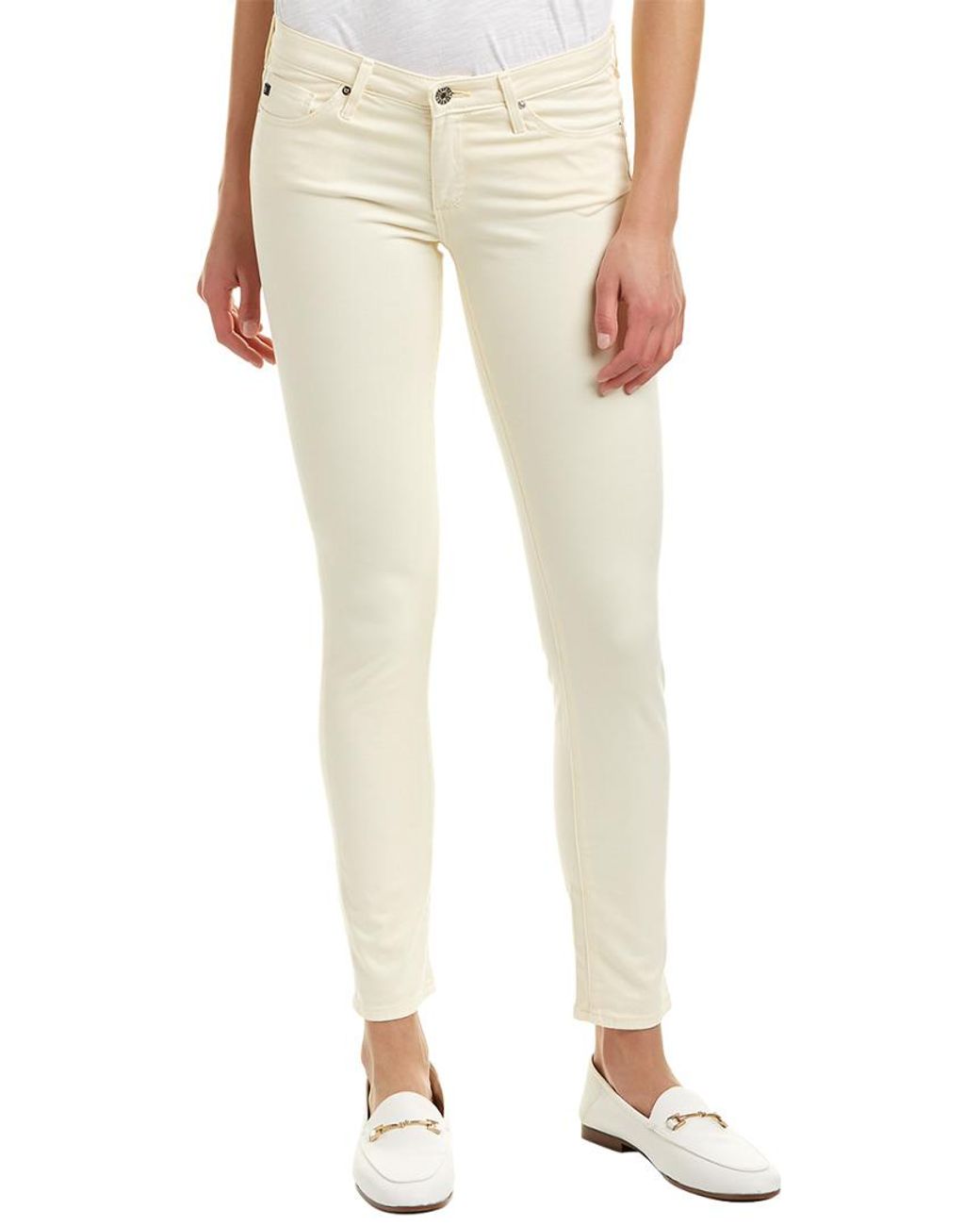 AG Jeans The Stilt Cream Cigarette Leg in White | Lyst