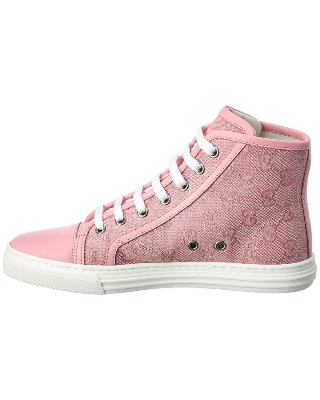 Gucci GG Canvas & Leather High-top Sneaker in Pink | Lyst