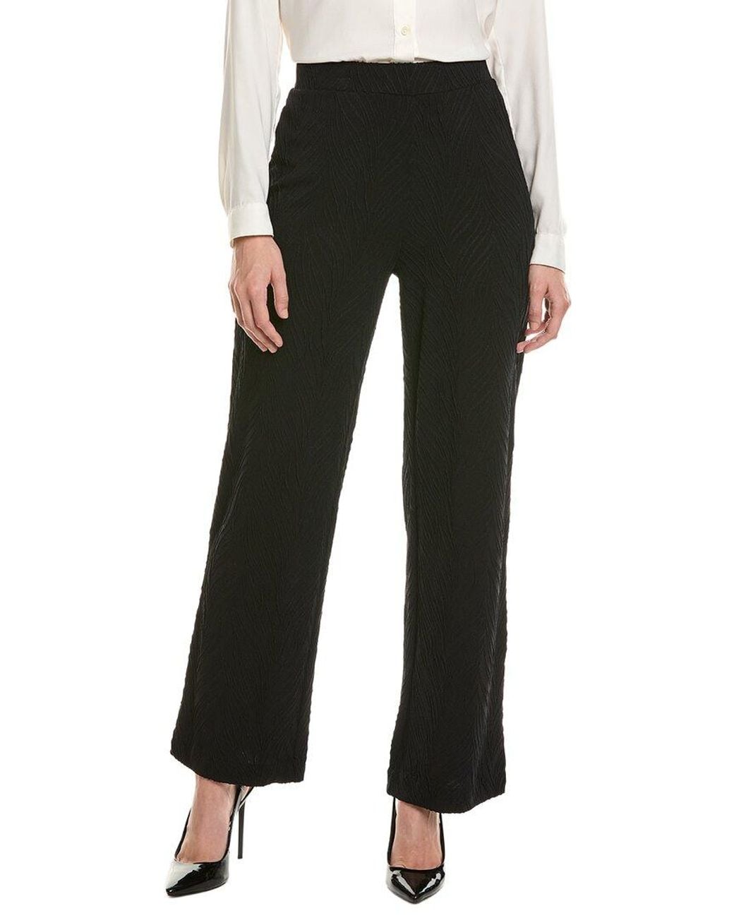 Anne Klein Black Solid Textured Pant